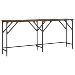 vidaXL Konsolentisch Räuchereiche mit schwarzem Metallgestell im Industriedesign. Langer Beistelltisch aus Holzwerkstoff.