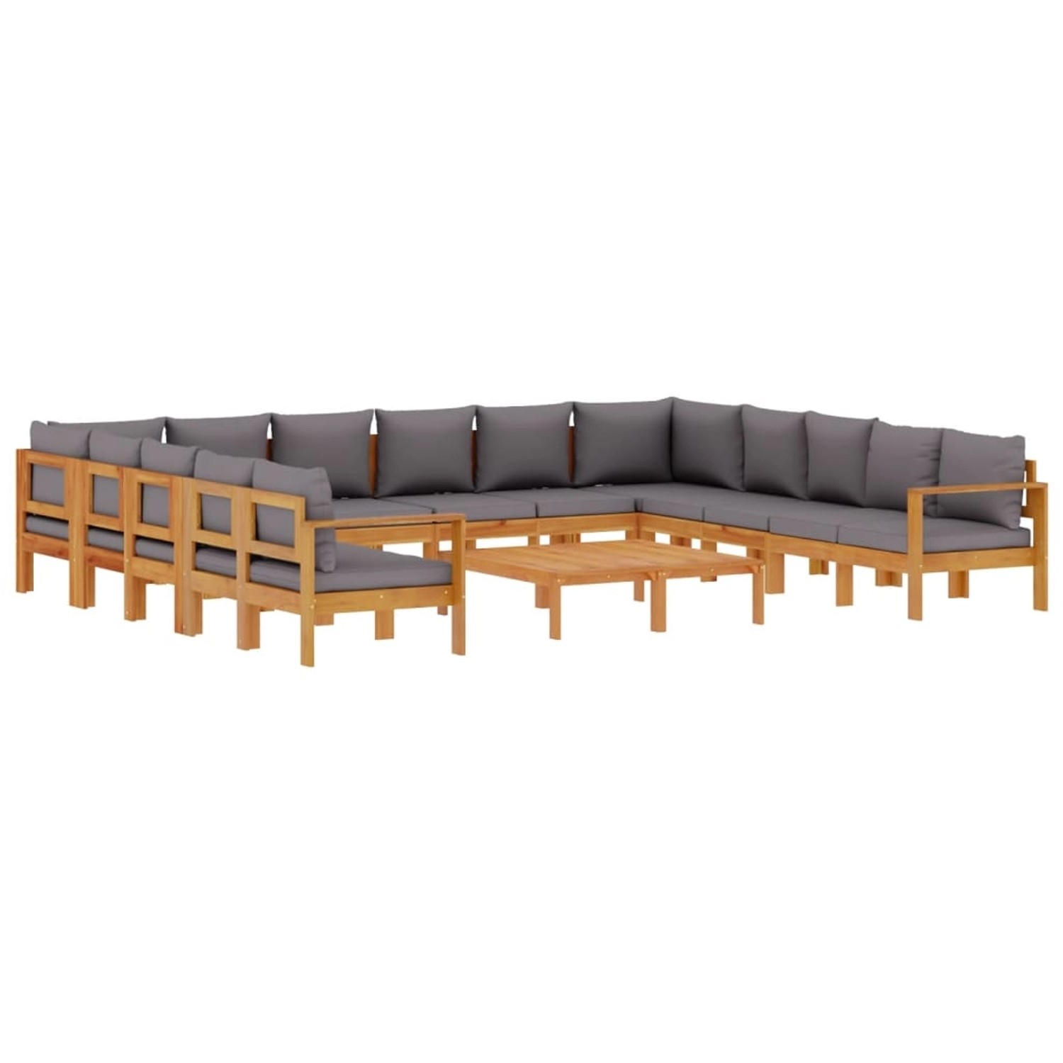 vidaXL 10-Tlg Garten-Sofagarnitur mit Kissen Massivholz Akazie 3214868