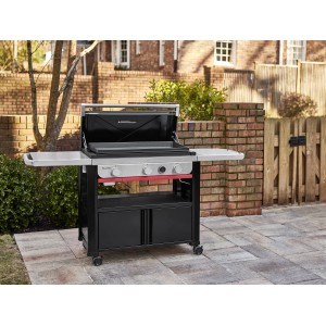 Weber Slate GPD 76cm Premium Plancha Gasgrill mit Ablageflächen und Unterschrank.