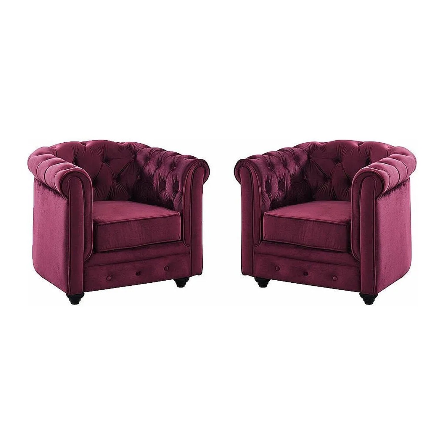Vente-unique Sessel Mit Gerader Rückenlehne Chesterfield Bordeaux 82 cm