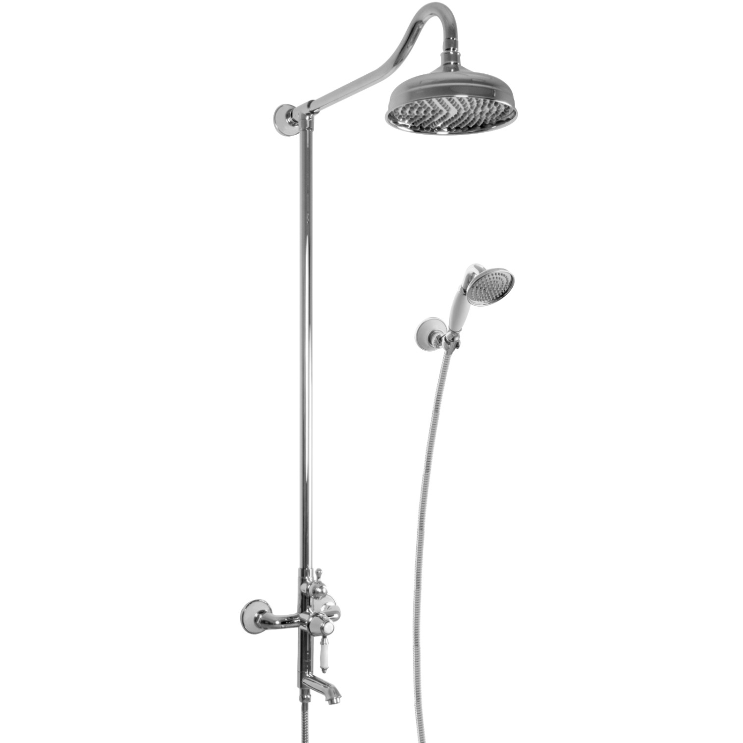 PaulGurkes Nostalgie Duschsystem Aufputz mit Kopf- und Handbrause im Landhausstil.