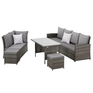 Svita Monroe Garten-Lounge Set Polyrattan Lounge-Möbel Sitzgruppe Grau