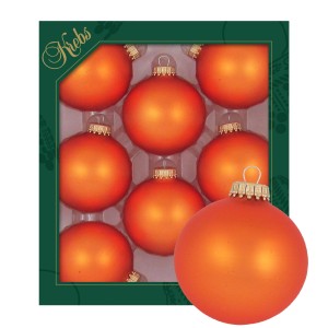 Krebs Glas Lauscha Weihnachtskugeln Uni-Design Mirabella Orange 7cm