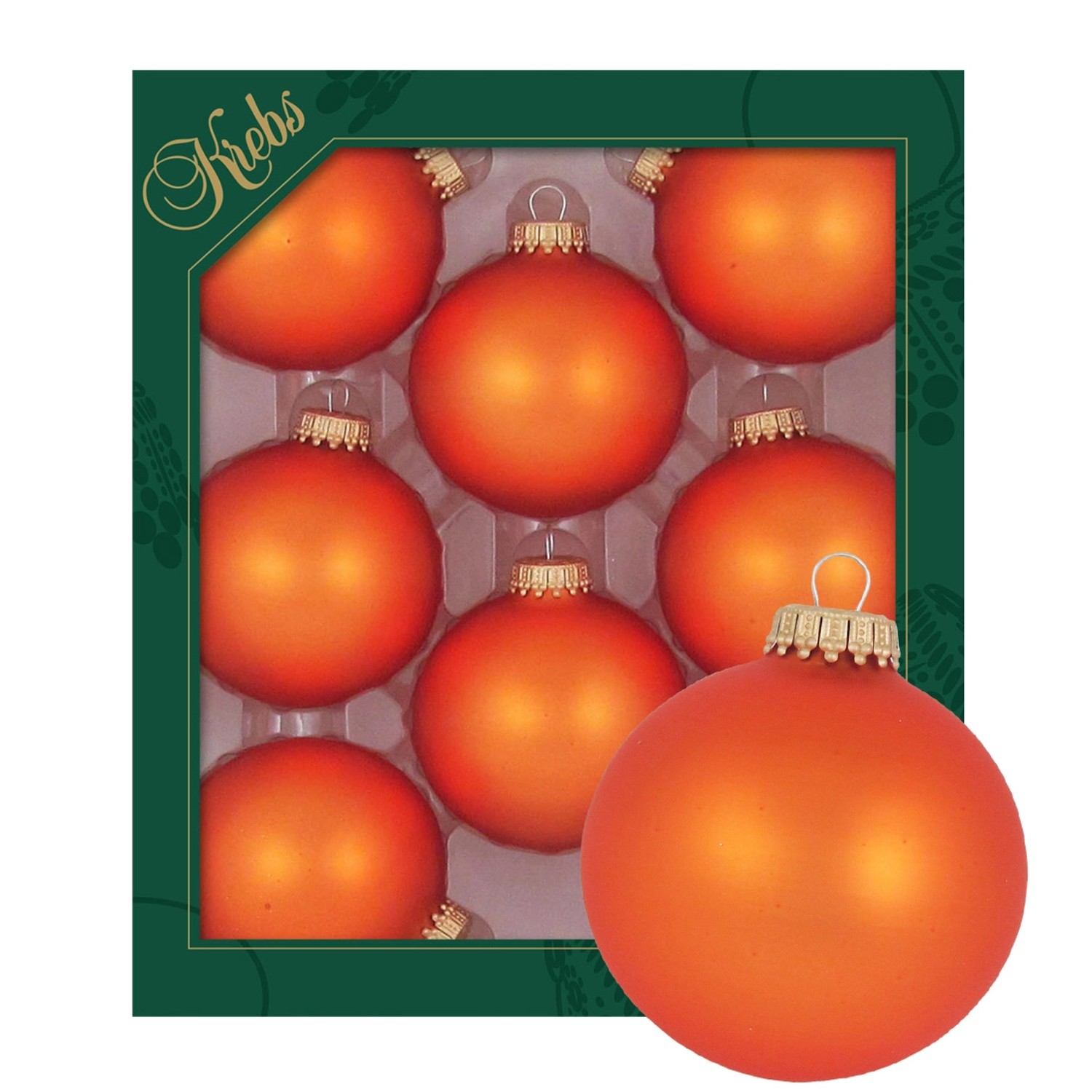 Krebs Glas Lauscha Weihnachtskugeln Uni-Design Mirabella Orange 7cm