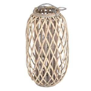 Naturfarbene Ried Laterne (H40cm) aus Rattan, Teil eines 3er Sets. Dekorative Kerzenhalter für Innen & Außen.