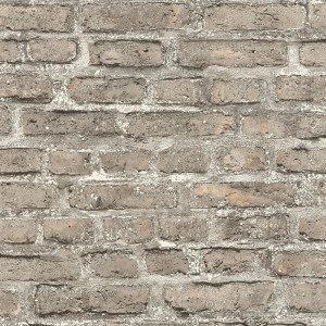 Graue Vlies Steintapete im Industrial Style mit Backsteinmuster für Wandgestaltung.