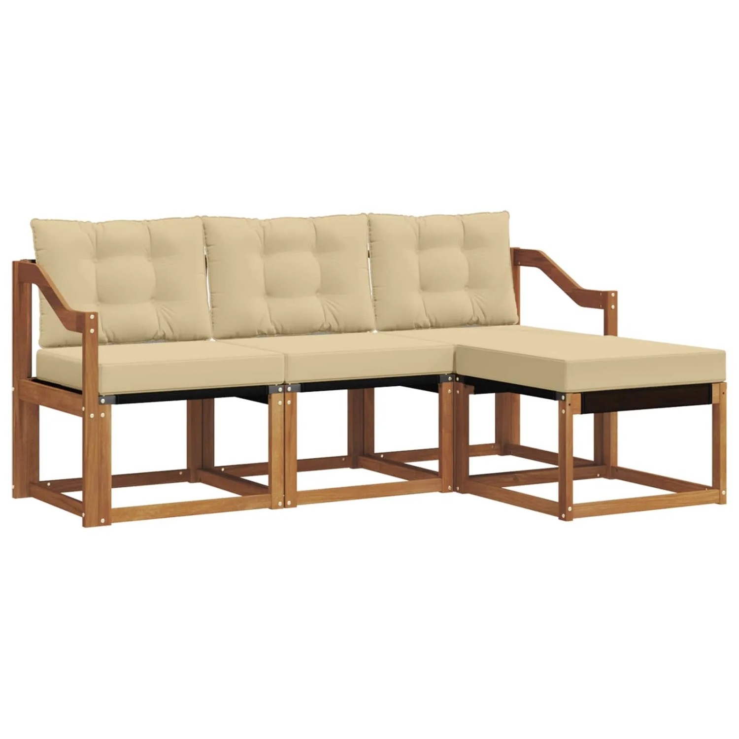 vidaXL Outdoor-Sofagarnitur mit Kissen 4-Tlg Natur und Beige 3368556