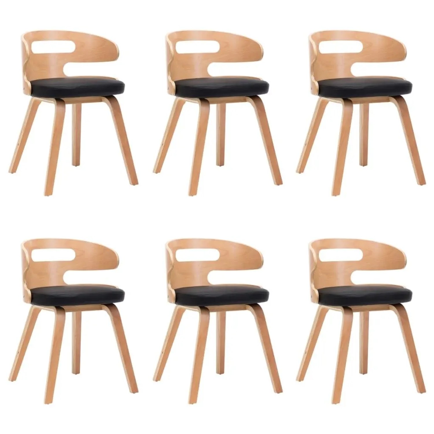 vidaXL Esszimmerstühle 6 Stk Schwarz Bugholz und Kunstleder 278855