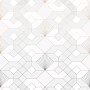 Komar Fototapete Vlies Coquilles Blanches mit geometrischem Muster in Weiß, Grau und Gold.