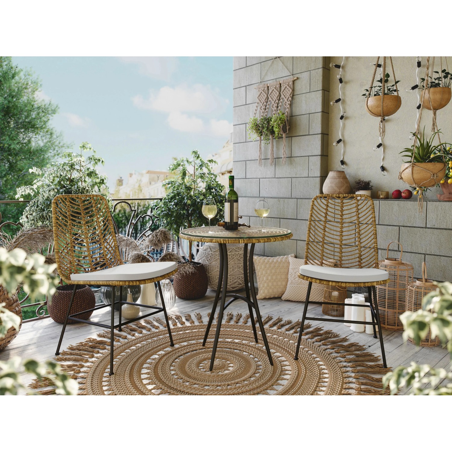 Sitzgruppe Balkon Yunta 3-teilig Polyrattan kaufen bei OBI