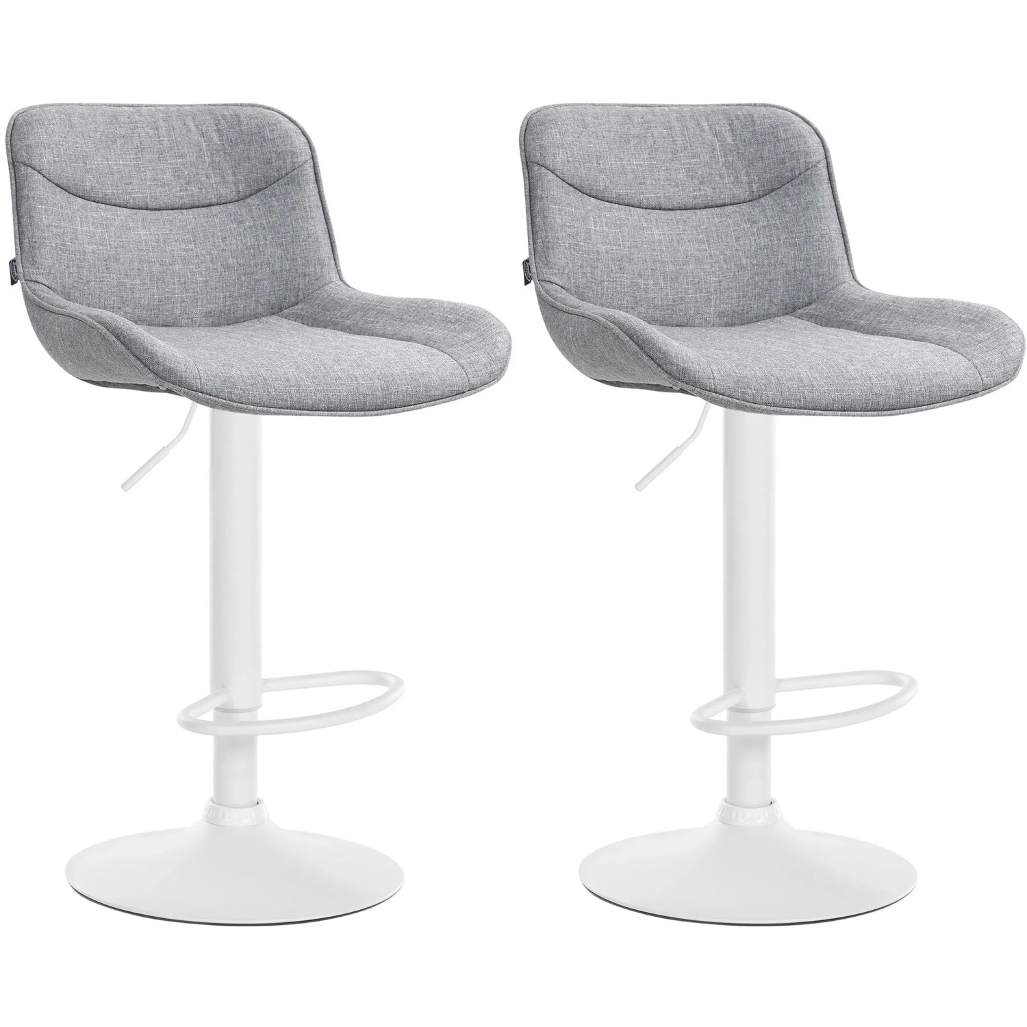 DELUKE 2er Set Barhocker RAGAD Stoff Grau 49x51x85cm Weiß Barstuhl Höhenverstellbar Mit Lehne Drehbar Tresenhocker Tresenstuhl