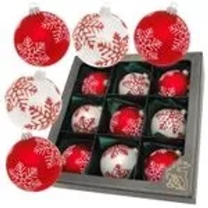 Krebs Glas Lauscha GmbH Christbaumkugeln Weihnachtskugeln Glas Ø 8 cm 9 Stück rot