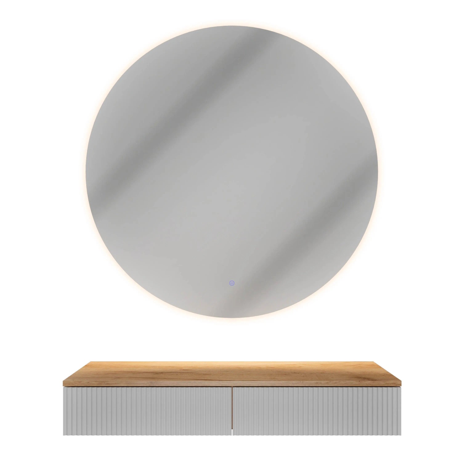 Planetmöbel AMYRA Konsolentisch 100 cm Gold Eiche Weiß mit NOVA LED Spiegel 100 cm