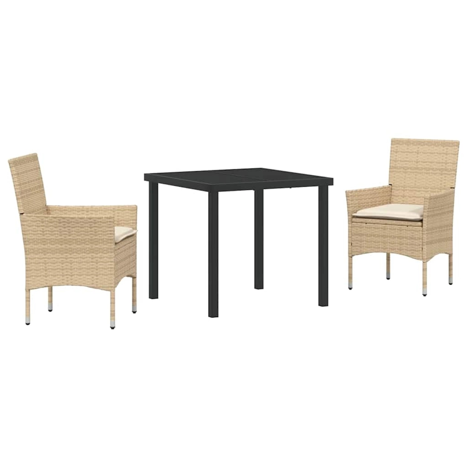 vidaXL Garten Essgruppe mit Kissen 3-Tlg Beige Poly Rattan 3379800 günstig online kaufen