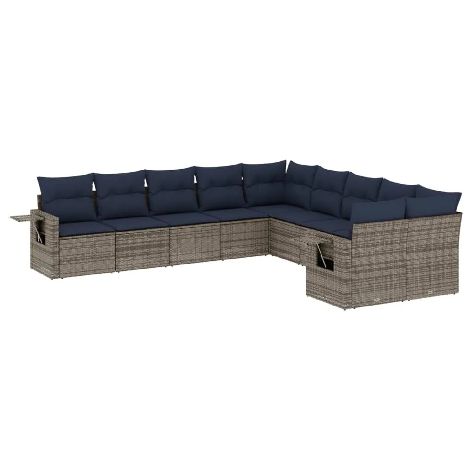 vidaXL 10-Tlg Gartensofa-Set mit Kissen Grau Polyrattan 3220710 günstig online kaufen