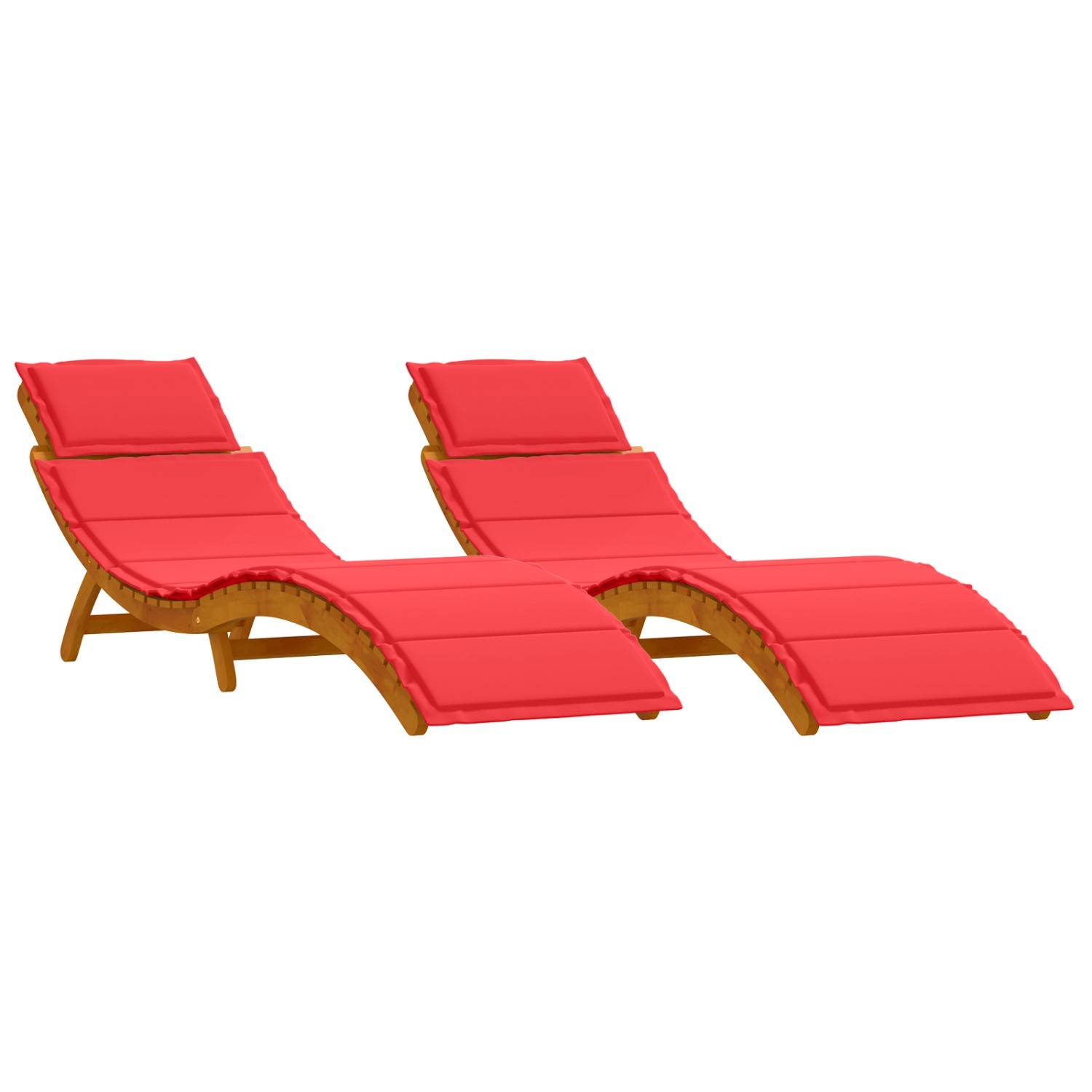 vidaXL Sonnenliegen mit Kissen 2 Stk Rot Massivholz Akazie 4107099 günstig online kaufen