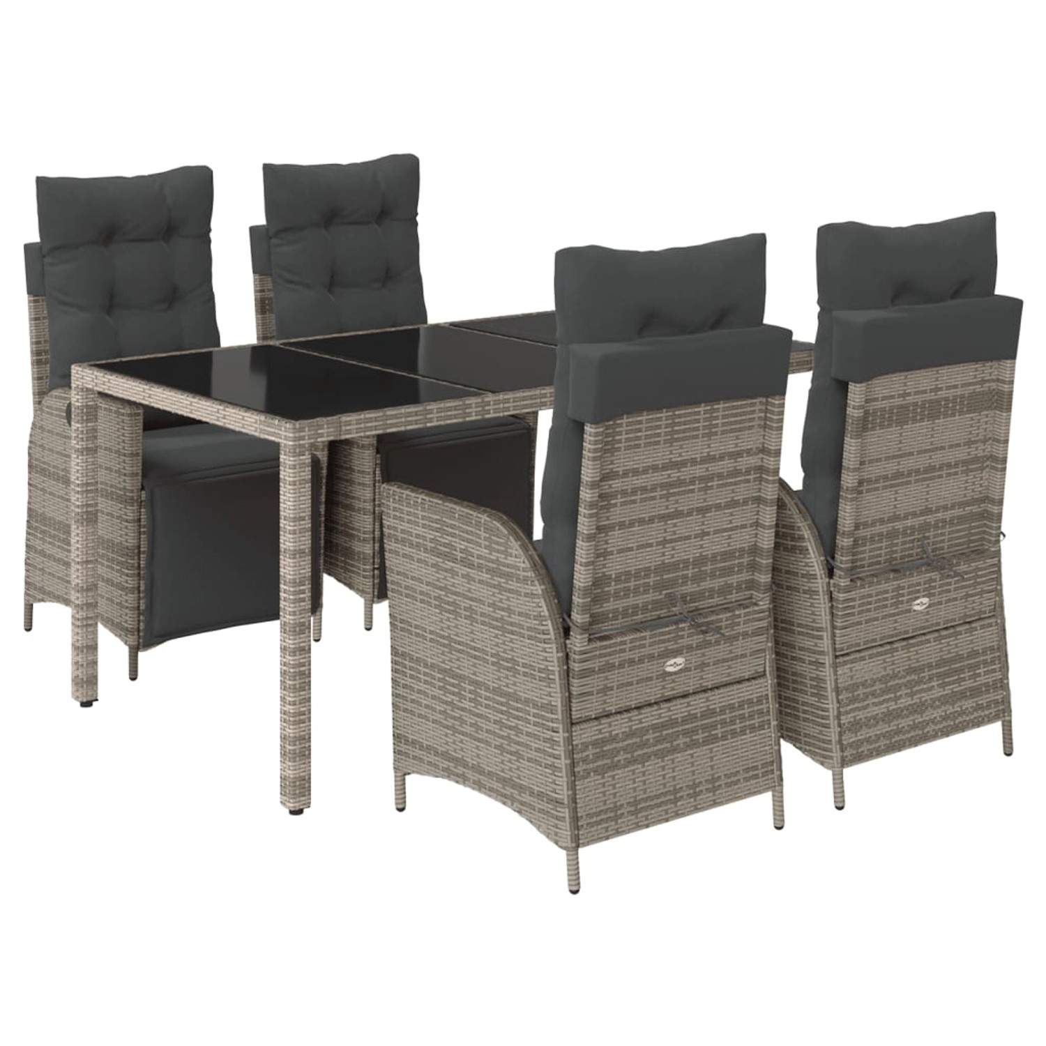 vidaXL 5-Tlg Garten-Essgruppe mit Kissen Grau Poly Rattan 3213328 günstig online kaufen
