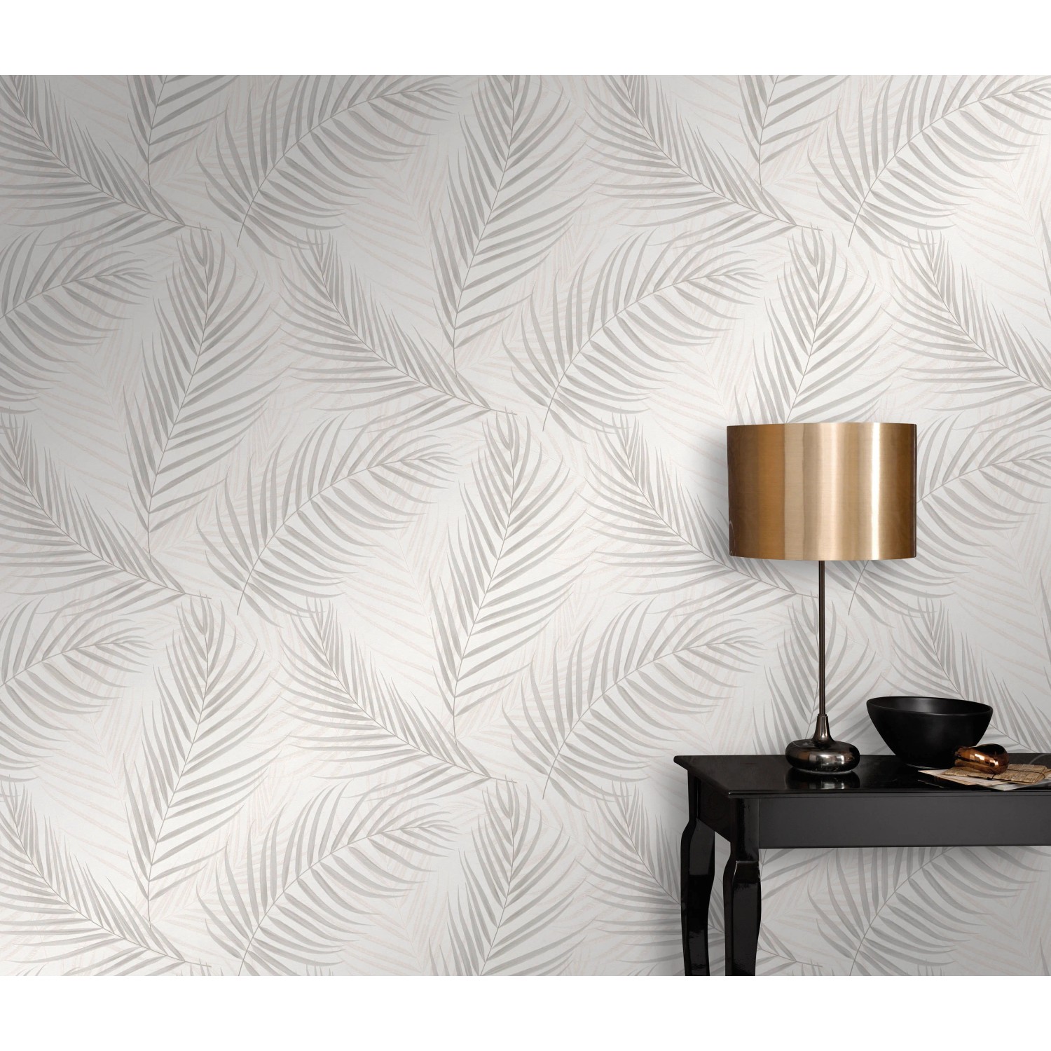 Erismann Vliestapete mit Palmblätter-Muster in Grau, Guido Maria Kretschmer Fashion for Walls 3.