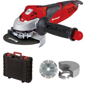 Einhell Winkelschleifer-Set TE-AG 125/750 Kit mit Trennscheibe, Koffer und Zubehör.