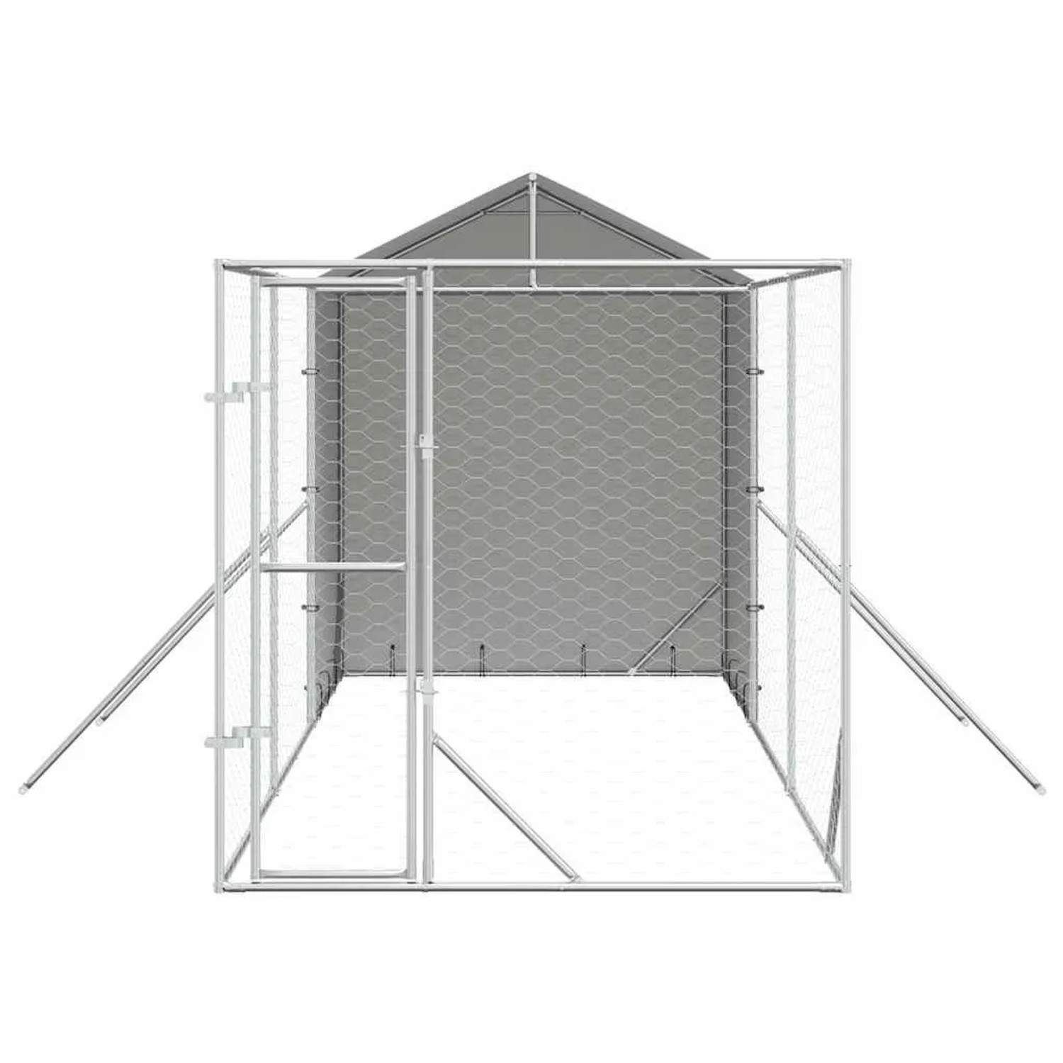 vidaXL Outdoor-Hundezwinger mit Dach Silbern 2x6x2,5m Verzinkter Stahl 3190475_5