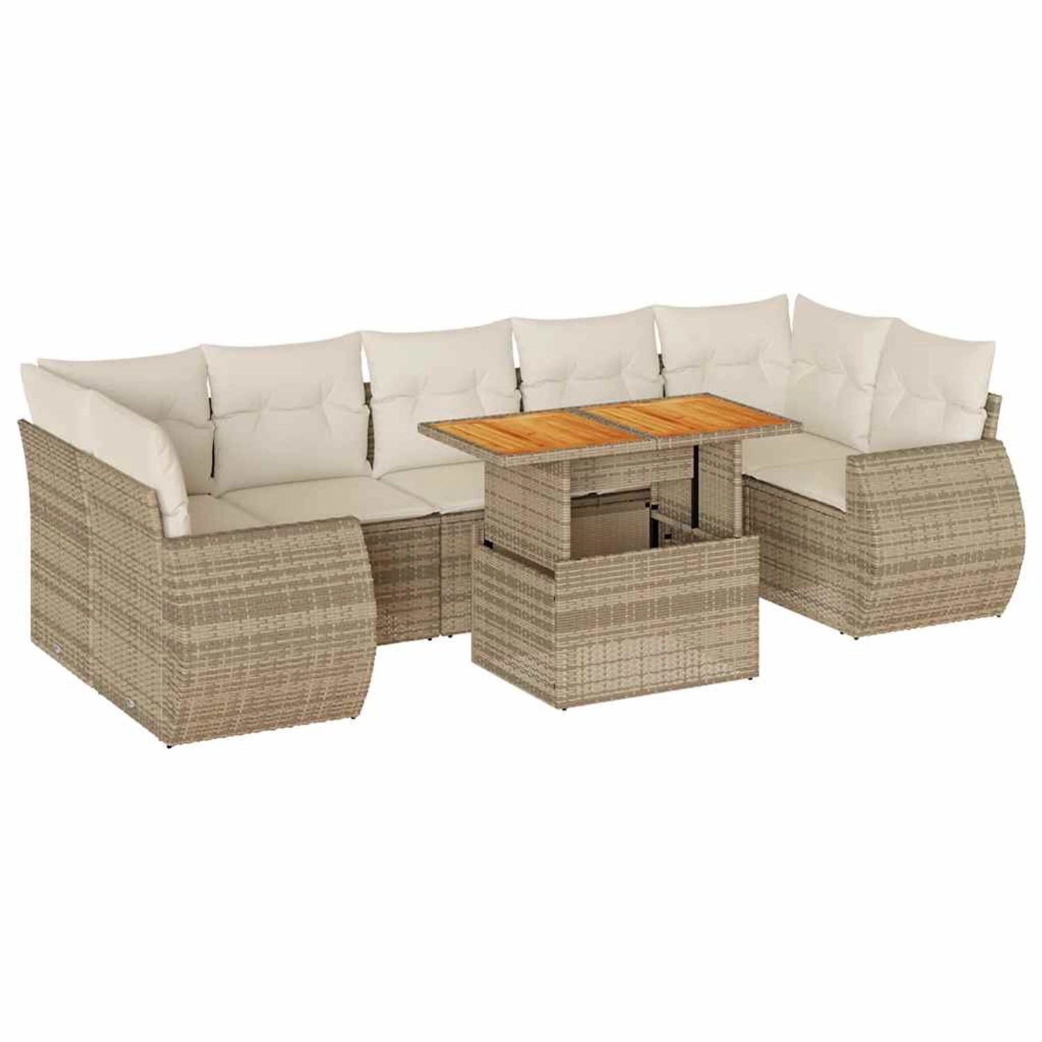 vidaXL 8-Tlg Garten-Sofagarnitur mit Kissen Beige Poly Rattan 3327236 günstig online kaufen