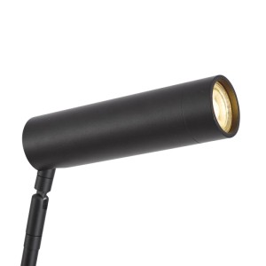 Detailaufnahme: Schwarze QAZQA Stehleuchte Thomas, 2-flammig, GU10 Fassung, modernes Design.