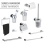 Wenko Bad-Serie Maribor: Handtuchstange, WC-Garnitur, Seifenspender, Papierhalter und mehr in Silber Glänzend.