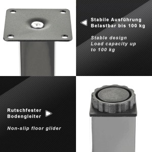 SOTECH Möbelfuß ZULU 38 x 38 x 120 mm Chrom