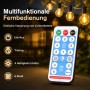Weiße Fernbedienung für Salcar Solar G40 LED Lichterkette. Steuert 8 Modi, Helligkeit, Timer für Außenbeleuchtung.