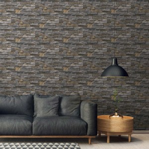 Bricoflor Vliestapete in Grau-Braun mit 3D Steinoptik für Wohnzimmer und Küche.