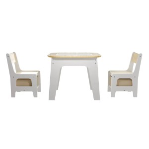 Juskys Kindersitzgruppe Milou Natur, Set aus Tisch und 2 Stühlen aus Holz.