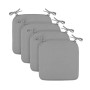Bestlivings Stuhlkissen Canvas Grau, 4er-Pack. Sitzkissen mit Bindebändern für Esszimmer, Küche oder Garten.