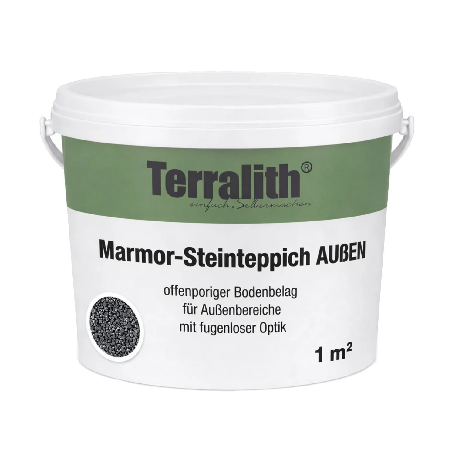 Terralith Metallic Steinteppich Schwarz für 1 m² Außen Mittel 4-6 mm
