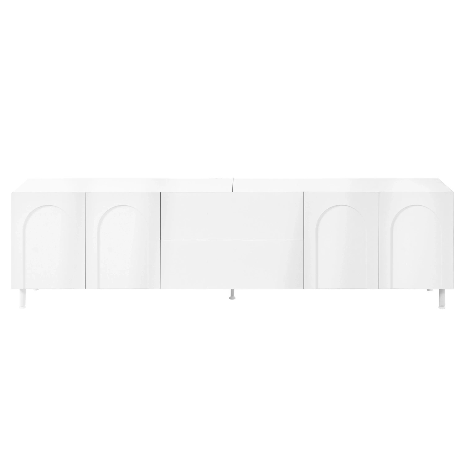 Merax TV-Schrank 4 Türen 2 Schubladen Bogen Design