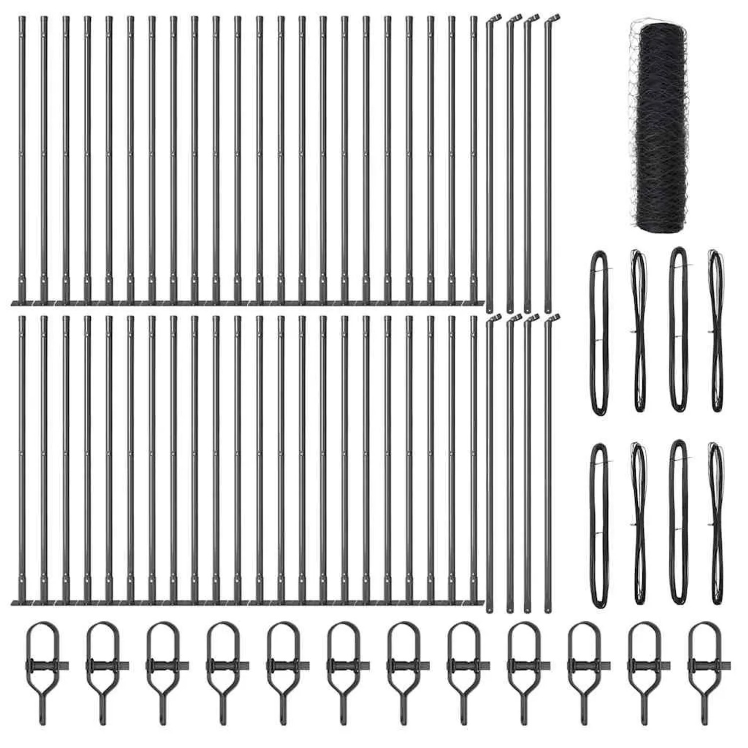 vidaXL Zaunpfosten Grau 100 x 0,5 m 50 mm Maschenweite Stahl und PVC 335372 günstig online kaufen