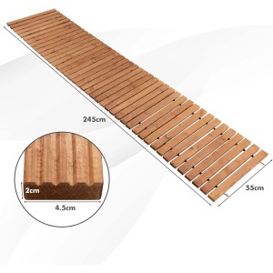 Costway Rollweg Holz Gartenweg Wetterfest 245 x 55 cm Braun