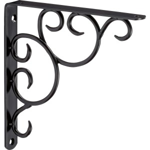 Schwarze, matte OBI Konsole Curly, 190x190 mm, für Regalböden.