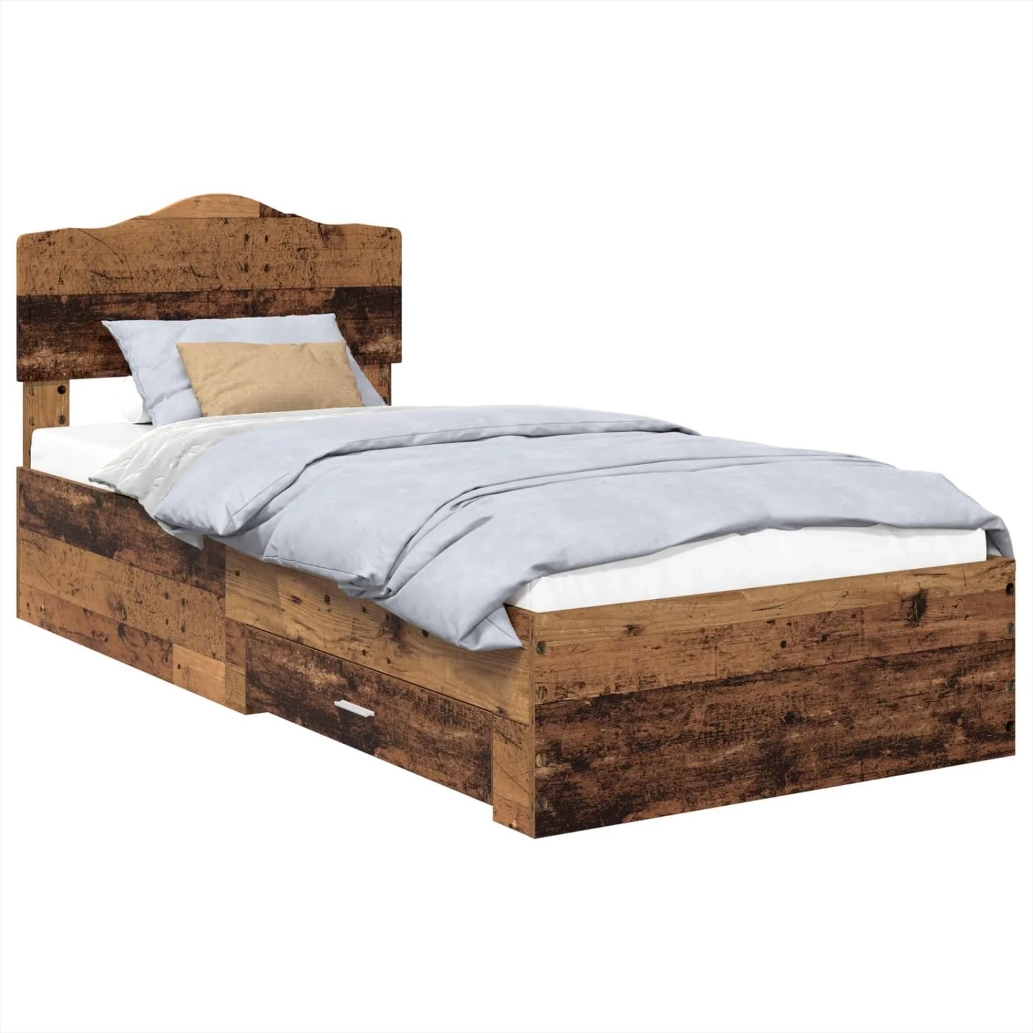 vidaXL Bettrahmen mit Kopfteil Altholz 90 x 190 cm Holzwerkstoff 3413254