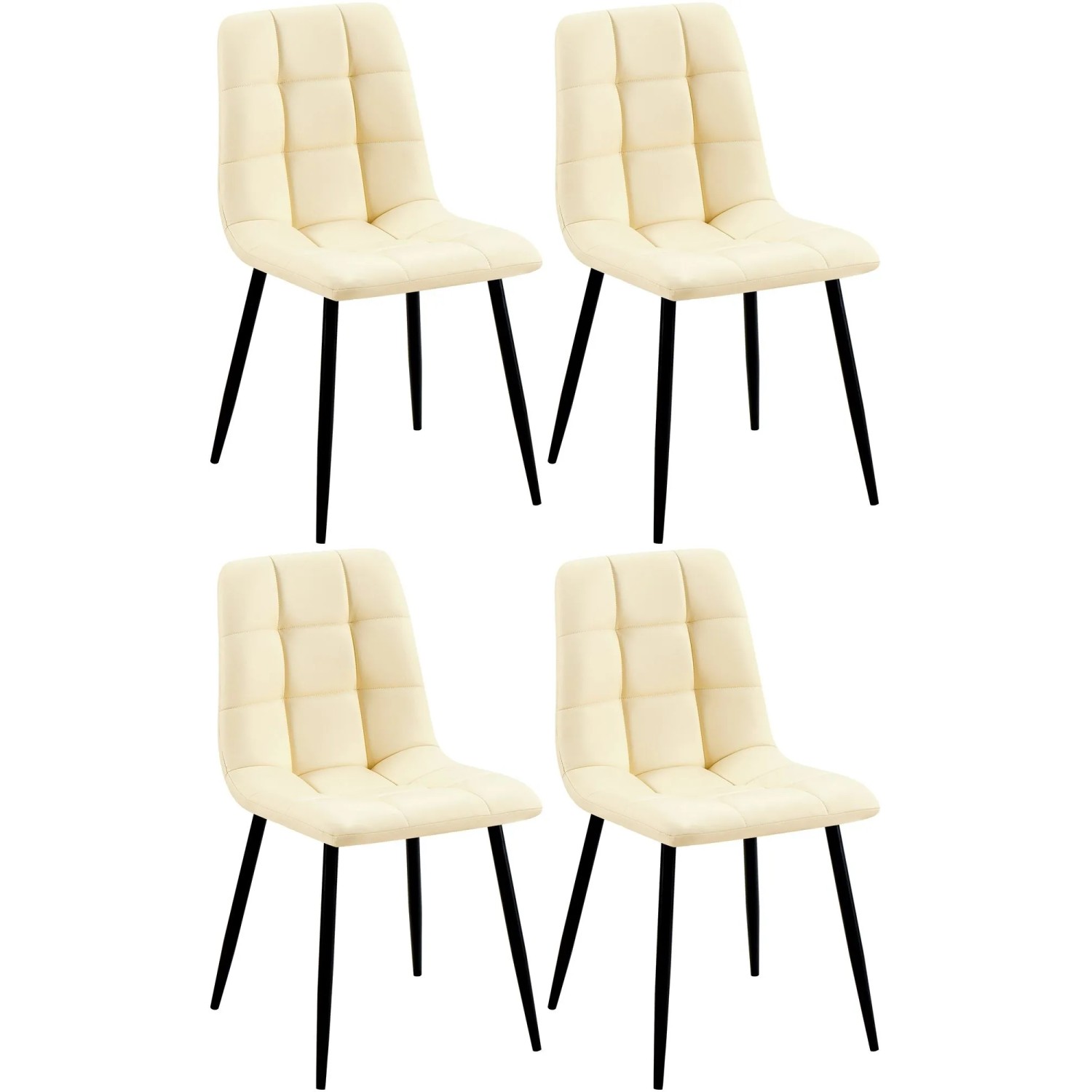 CLP 4er Set Esszimmerstuhl Antibes Kunstleder Creme