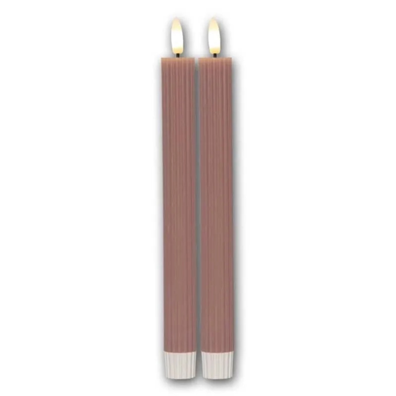 Star Trading LED Stabkerzen STRIPE 2er Set Altrosa 3D Flamme & Timer