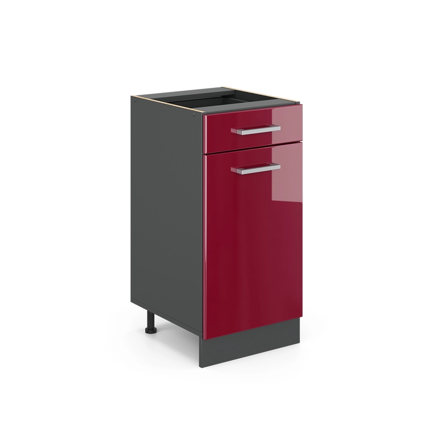 Vicco Küchenunterschrank R-Line Bordeaux Hochglanz/Anthrazit 40 cm ohne Arbeitsplatte