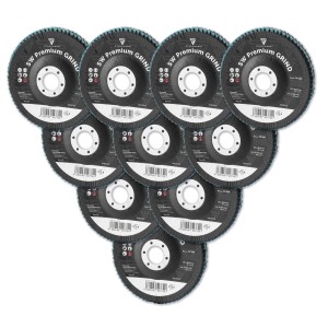 10er Set STAHLWERK Fächerscheiben P120, 125mm für Winkelschleifer. Zum Schleifen von Stahl, Edelstahl und Aluminium.