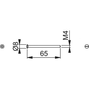 Technische Zeichnung: AnsaPro Hülsenschraube M4 x 60 mm mit Hülsenmutter, Türbeschlag.