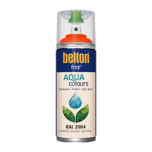 Belton Free AQUAcolours Buntlack RAL 2004 Reinorange hochglänzend, Sprühdose.