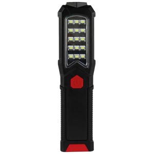 REV Ritter LED-Akku-Handlampe Torch, 400 lm, schwarz-rot. Kompakte Handleuchte mit Taschenlampe.