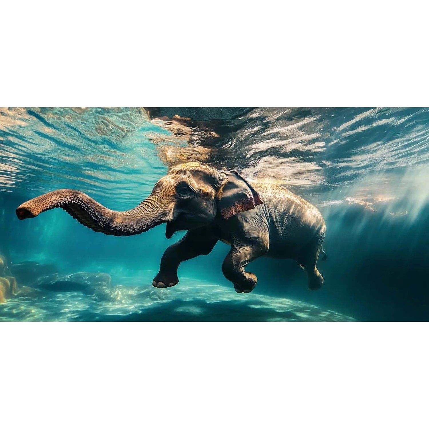 Art Universe Glasbilder Tauchender Elefant 70 x 140 cm