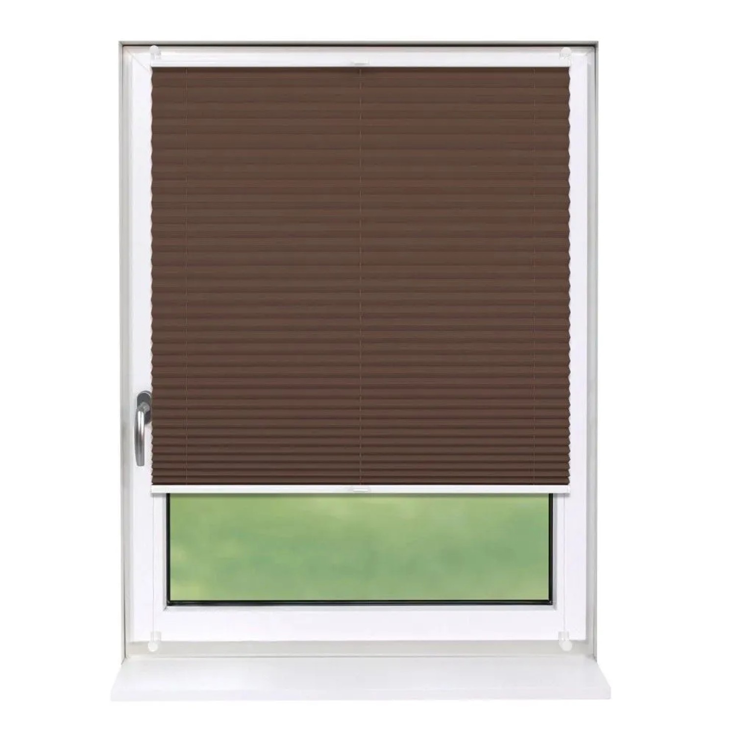 Deco-Raum Plissee Basic ohne Bohren 70x210cm Braun Blickdicht Klemmfix