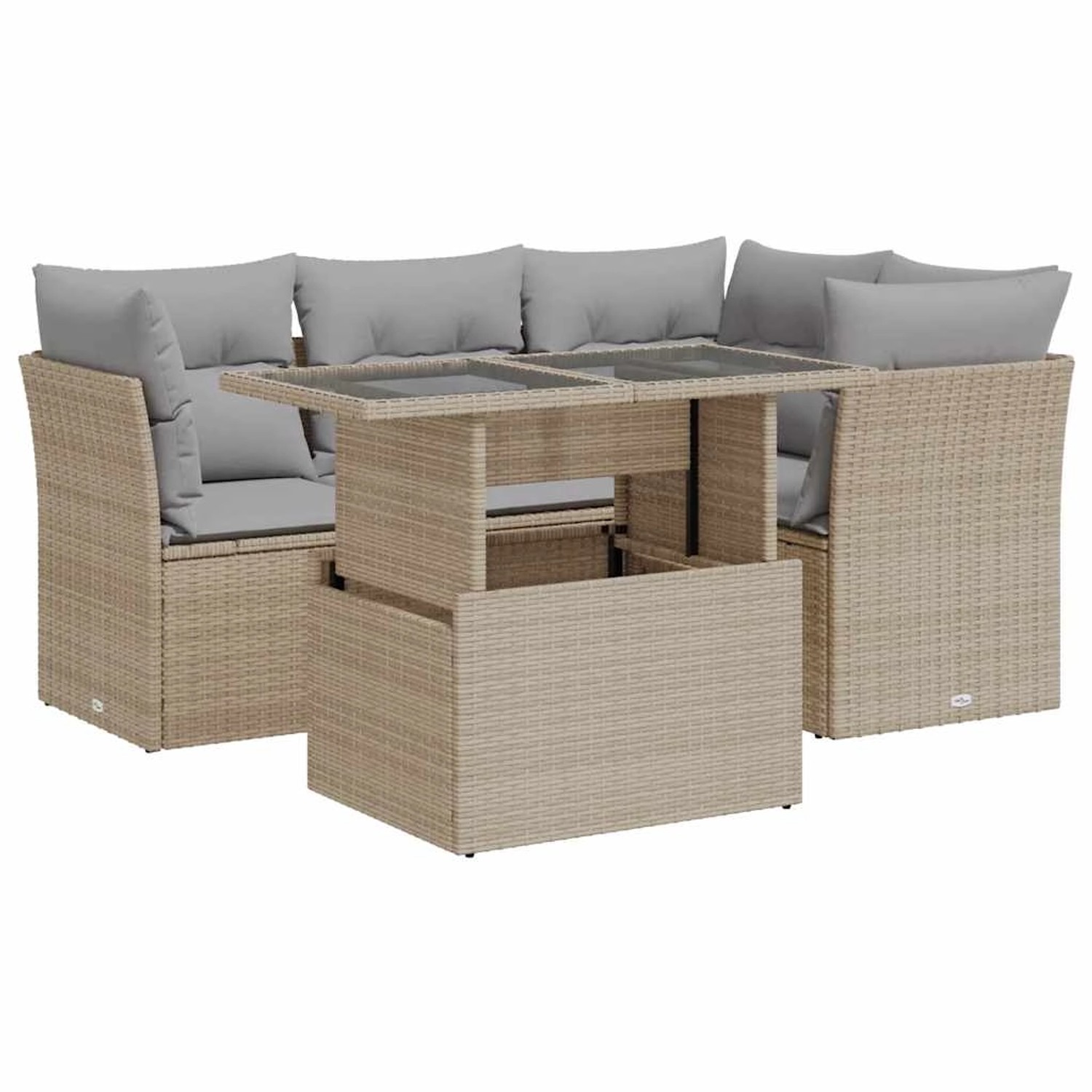 vidaXL 5-Tlg Garten-Sofagarnitur mit Kissen Beige Poly Rattan 3326150 günstig online kaufen