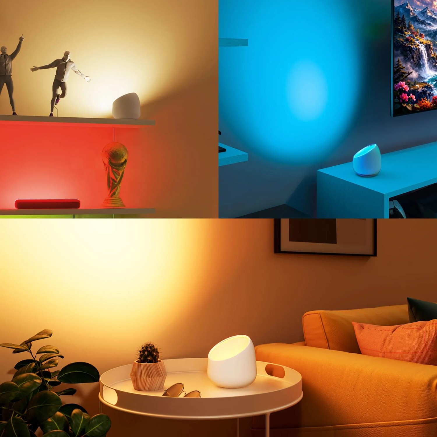 Philips Smart-LED-Tischleuchte Squire Lite in Weiß, erzeugt farbige Wallwashing-Effekte für Ambientebeleuchtung.