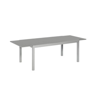 Rechteckiger, ausziehbarer Gartentisch Merxx Semi AZ, 110x75 cm, mit Aluminiumgestell und Glasplatte.